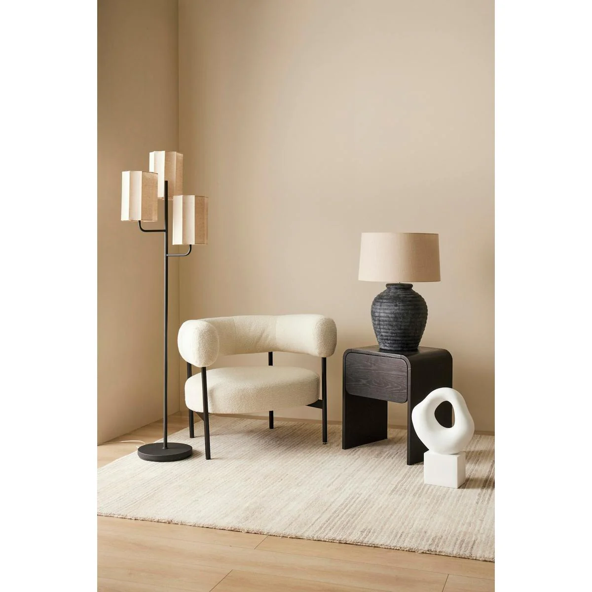 Amalfi Hanford Table Lamp Charcoal & Taupe 43x43x65cm - Image 6