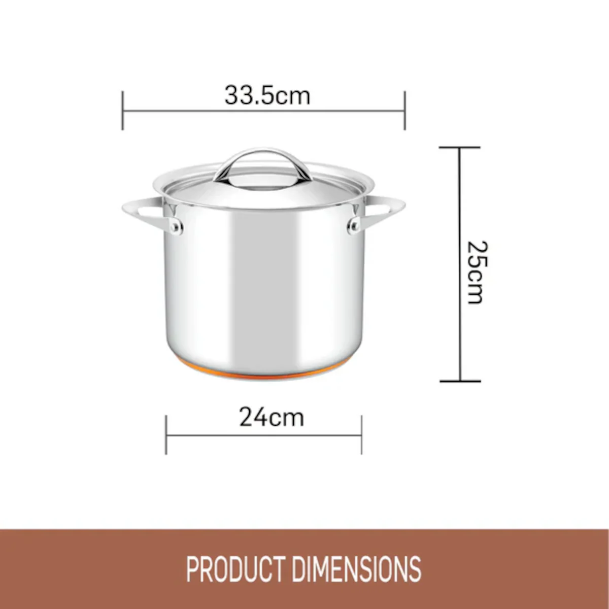 Essteele Per Vita Copper Base Stainless Steel Induction Covered Stockpot 24cm (9L) - Image 2