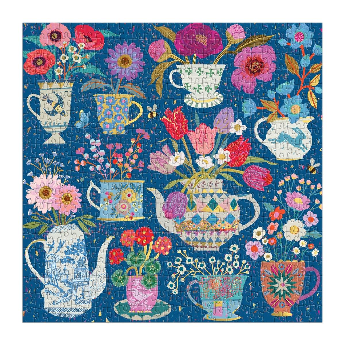 Galison Victoria Ball Potted Teacups Foil Puzzle 500 Piece - Image 2