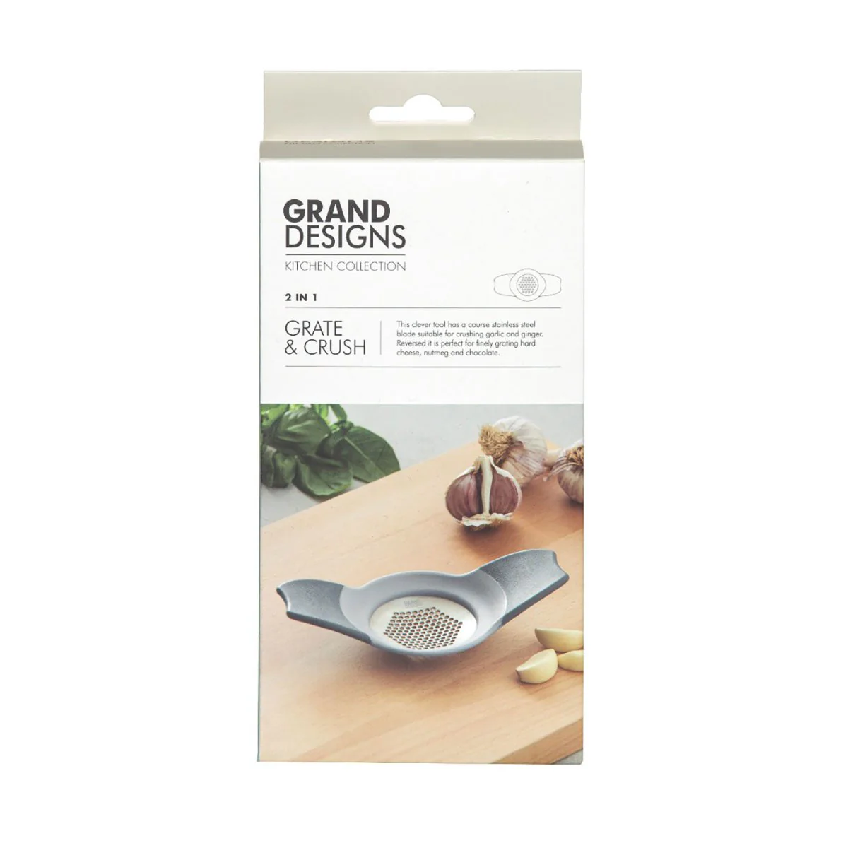 Grand Designs Grate & Crush 2 In 1 Garlic Crusher Grey/Silver - Image 6