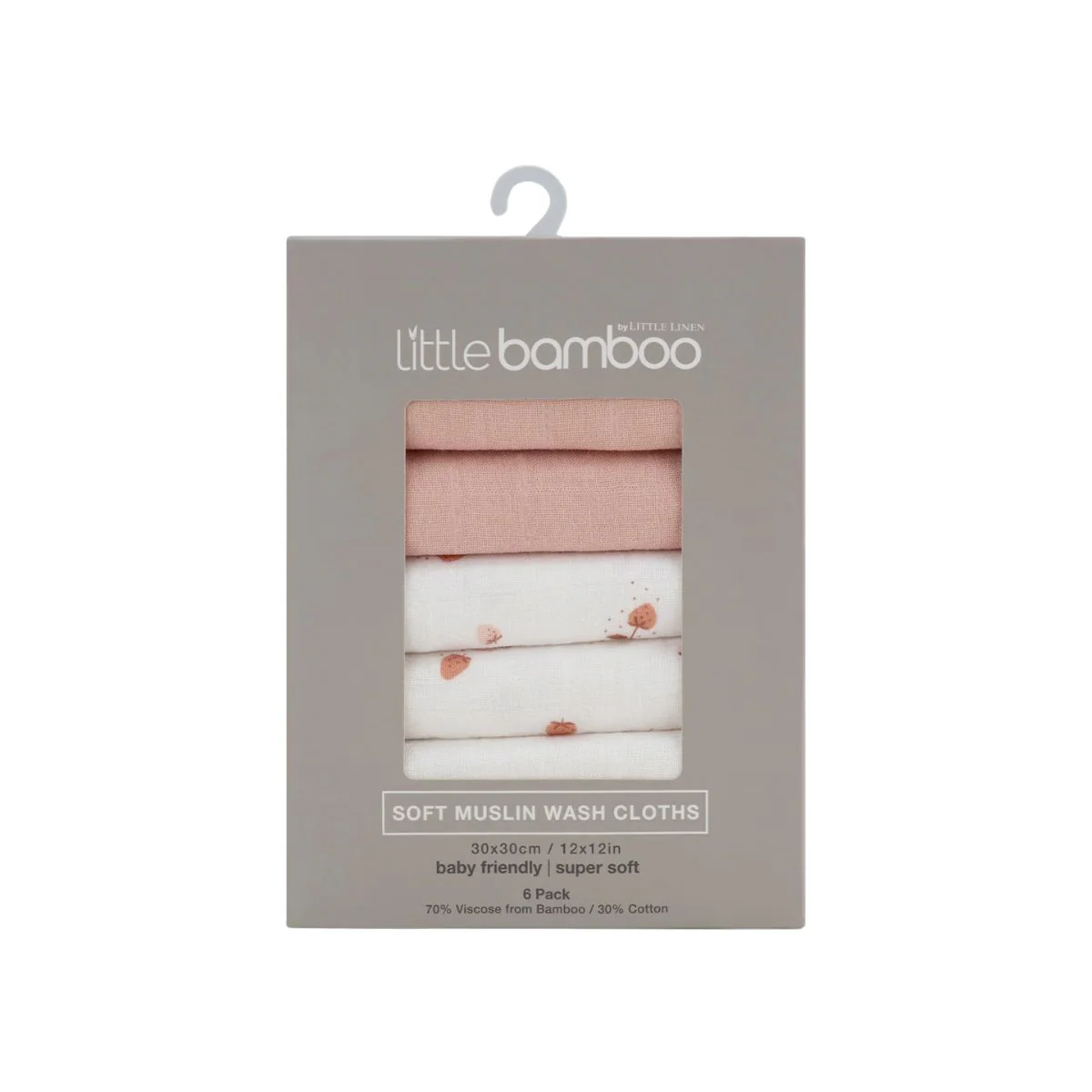 Little Bamboo Muslin Washers Dusty Rose 6 Pack - Image 4