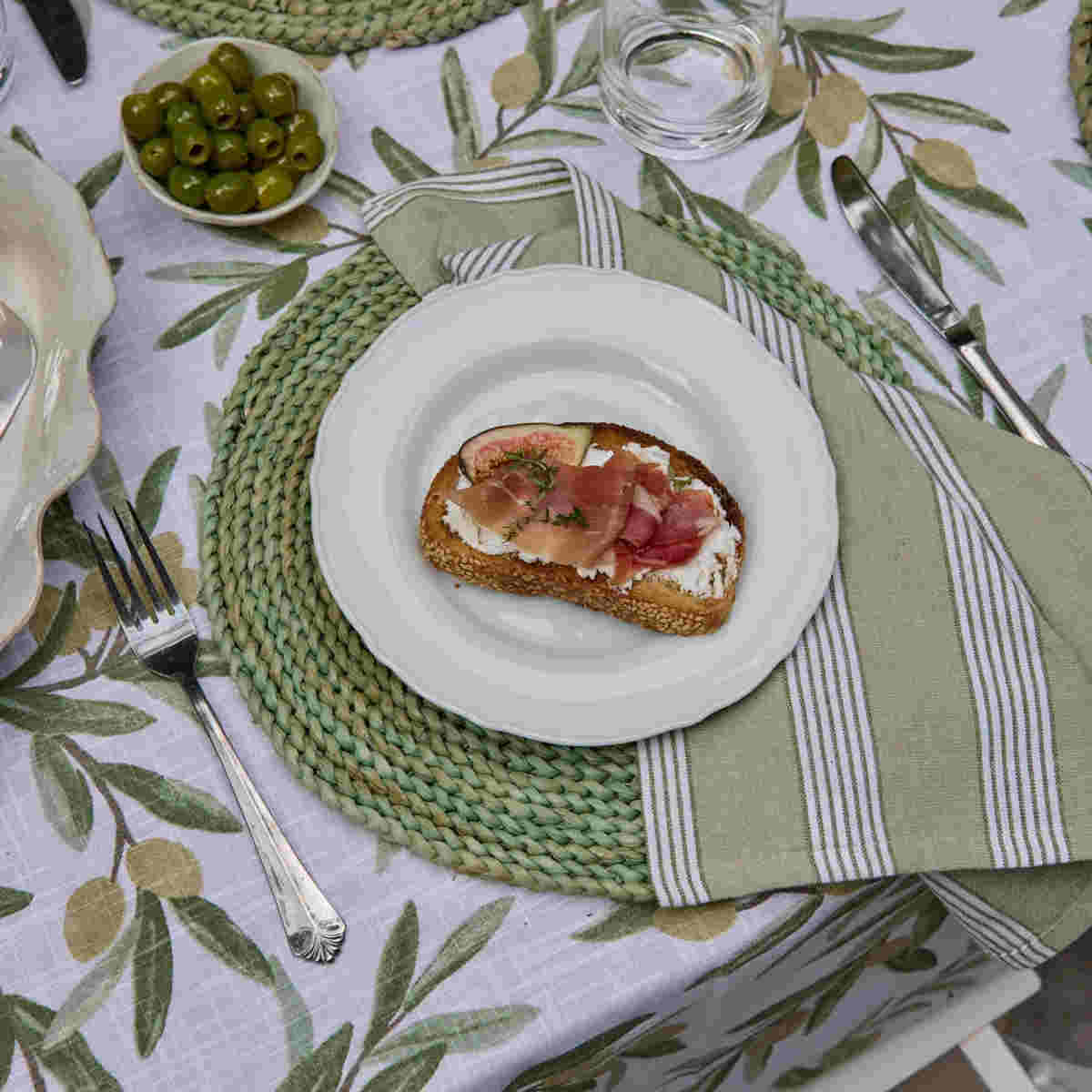 Madras Link Catania Green Stripe Napkin Set of 4 - Image 3