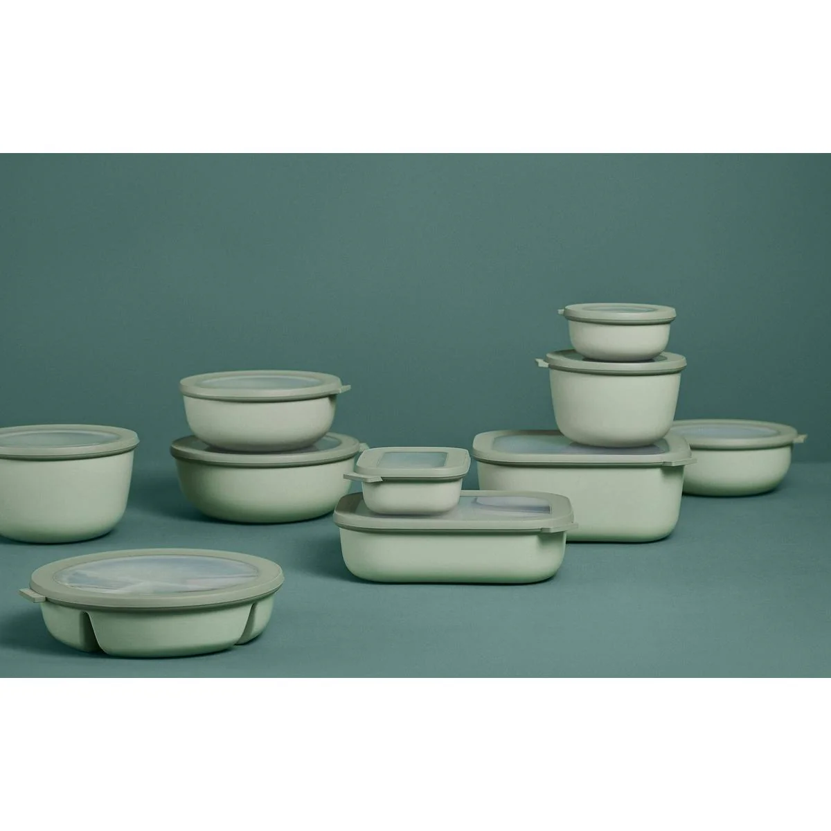 Mepal Cirqula Round Set of 3 (500ml+1000ml+2000ml) - Nordic Sage - Image 3