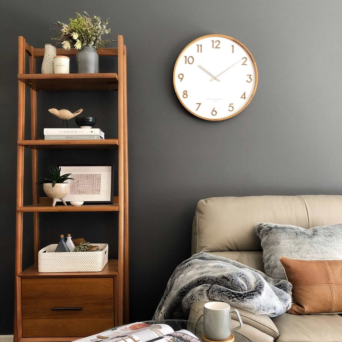 One Six Eight London Scarlett Wood Wall Clock White 35cm - Image 4