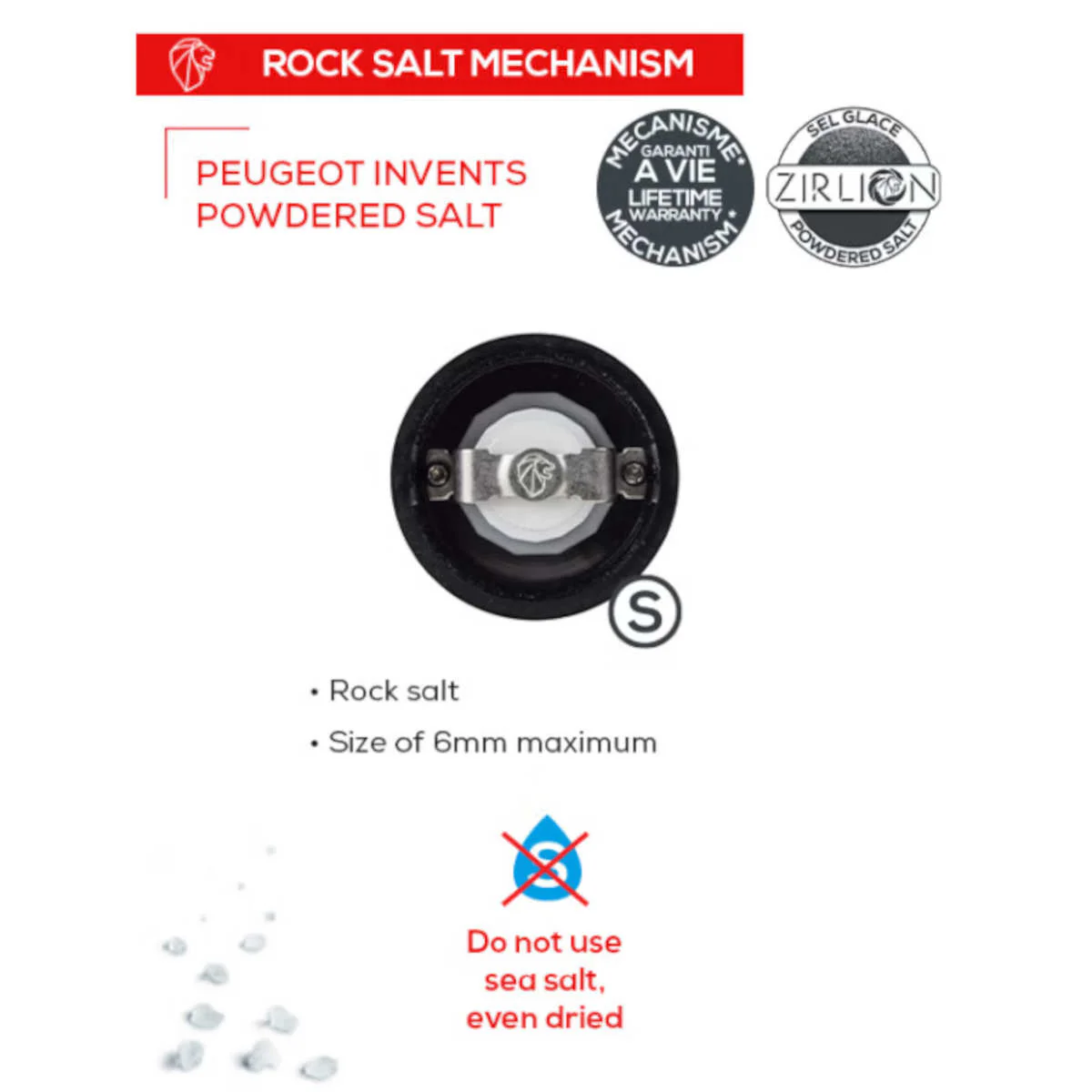 Peugot Boreal Manual Salt Mill, Feather White, 12 cm - Image 2