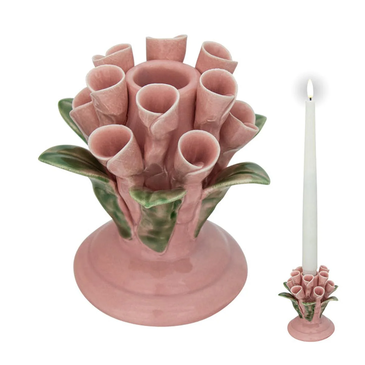 Tube Flower Ceramic Candle Holder Spring Pink 10.5 cm - Image 2