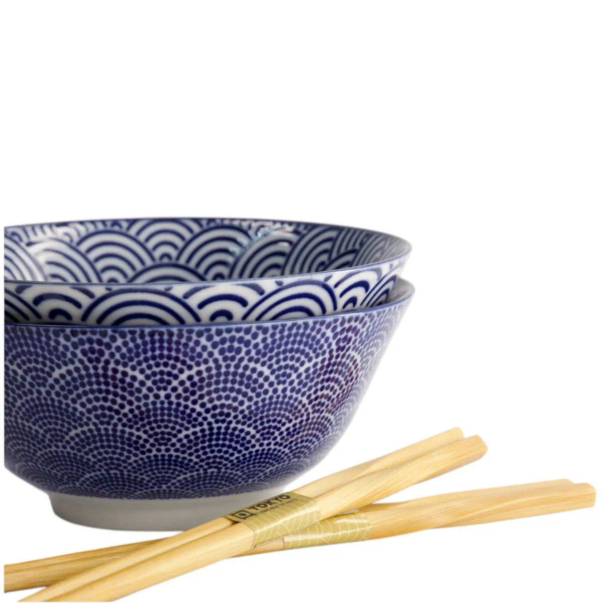 Tokyo Design Nippon Blue Tayo Bowls and Chopsticks Set of 2 - Image 4